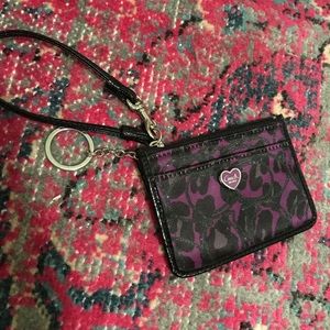 Dark Purple and Black COACH mini skinny ID case